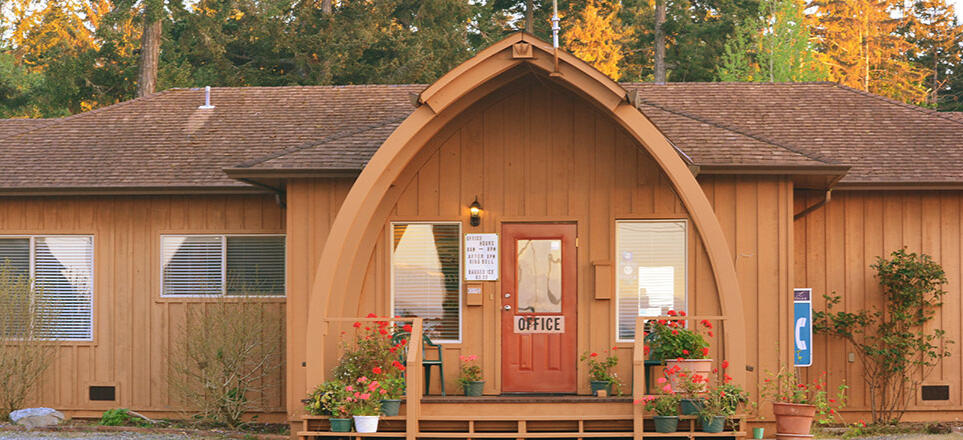 A front view of the main office